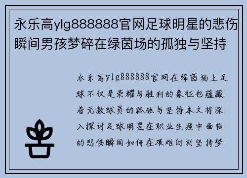 永乐高ylg888888官网足球明星的悲伤瞬间男孩梦碎在绿茵场的孤独与坚持 - 副本